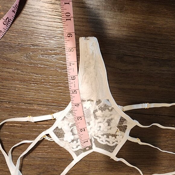 Mapale Lace Longline Bra & Strappy Thong Set NWT White XL - Picture 15 of 16